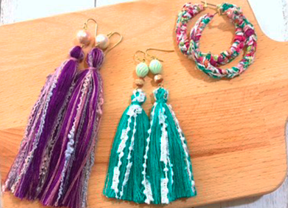 タッセル&リバティフープピアス(イヤリング)の画像